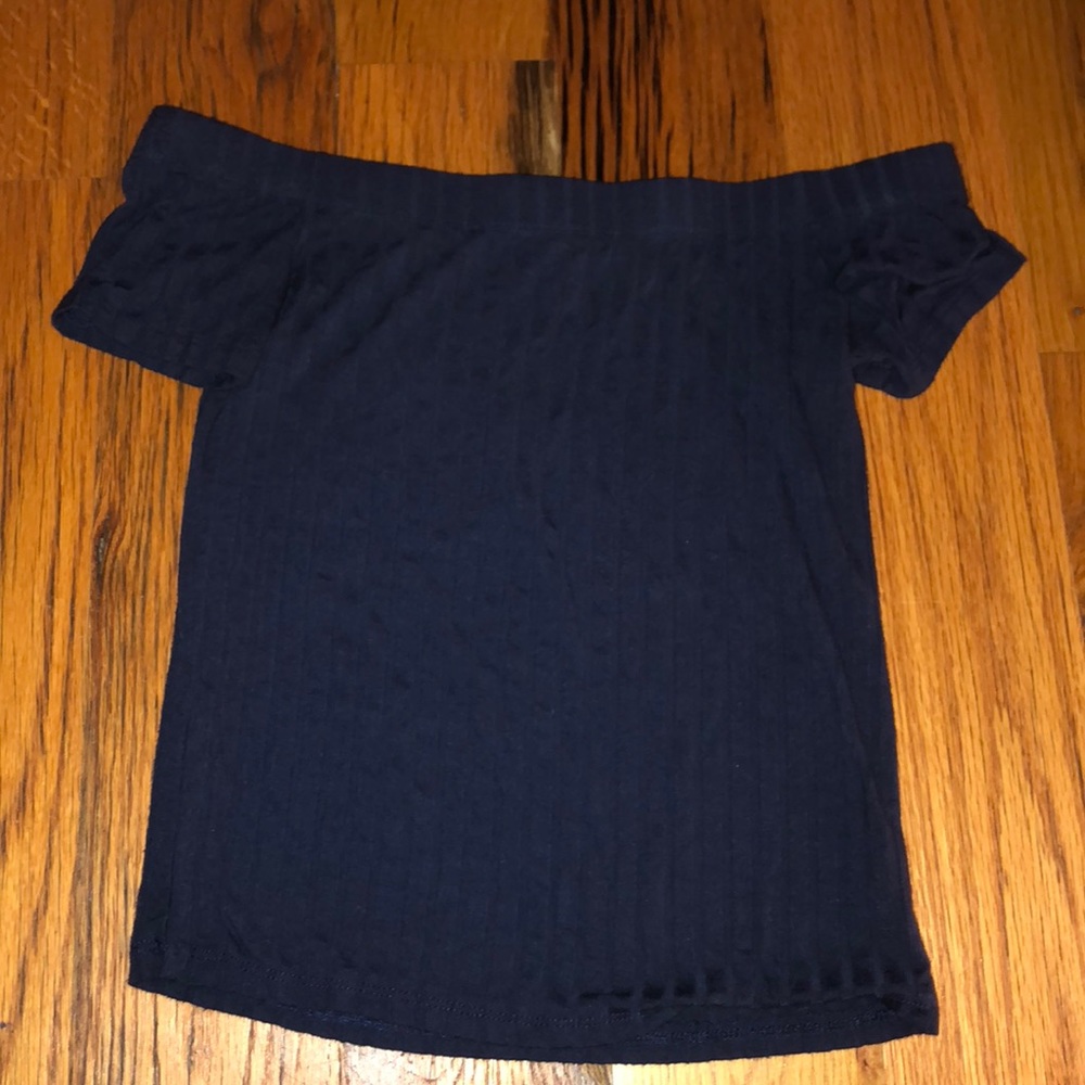 blue off the shoulder top